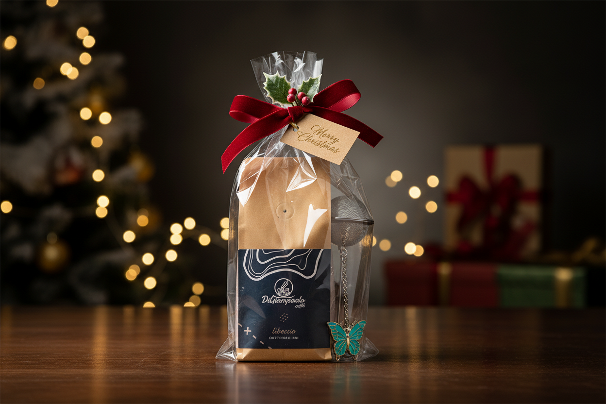 Vánoční balíček Libeccio – zrnková italská káva, ideální pro sváteční espresso.