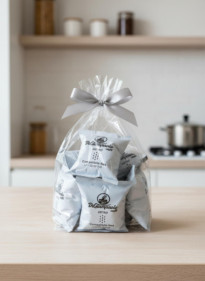 Ostro – dárkové balení 10 italských kapslí. Silná a aromatická směs, vhodná pro Nespresso kávovary.